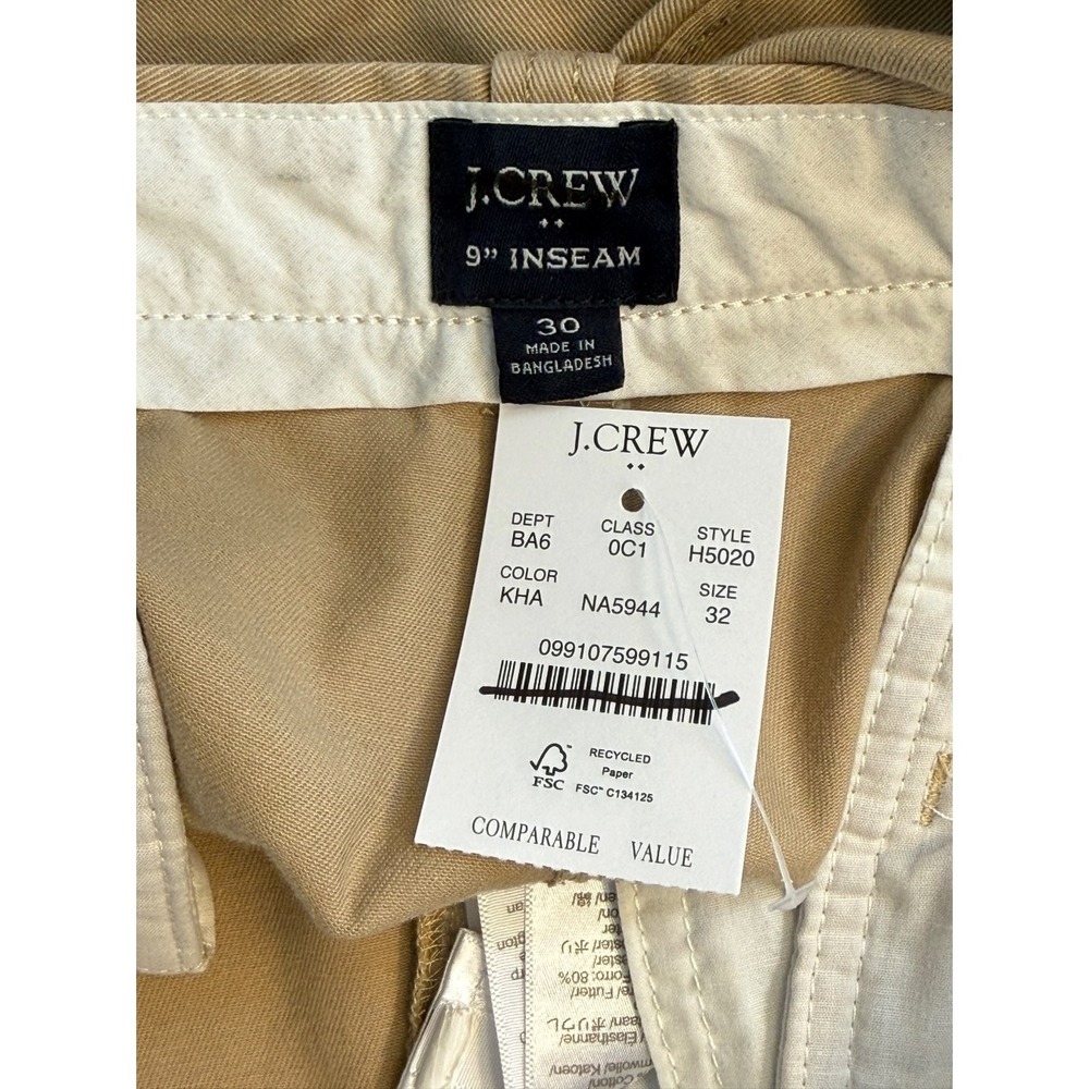 J.Crew Mens 9 Inch Inseam Stretch Chino Shorts Khaki Tan Size 32 H5020 NWT - Picture 5 of 7